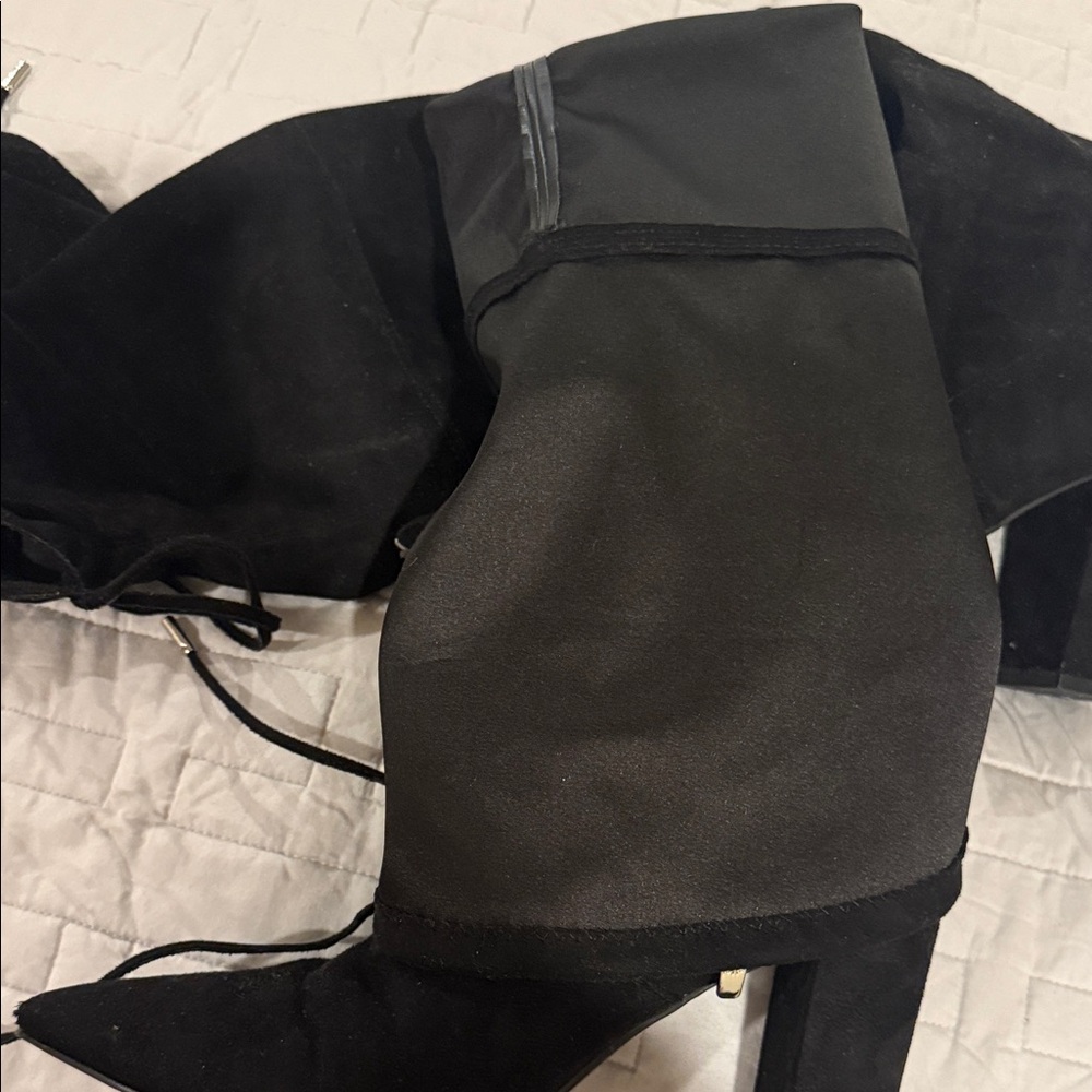 Marc Fisher Black Over-the-Knee Suede Black Boots with Thick Heel - Picture 6 of 6